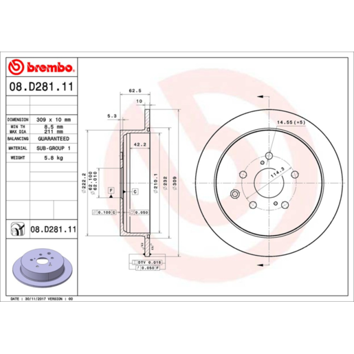 Brembo Disc Brake Rotor - 08.D281.11