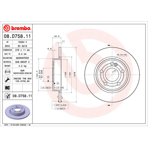 Brembo Disc Brake Rotor - 08.D758.11