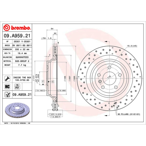 Brembo Disc Brake Rotor - 09.A959.21