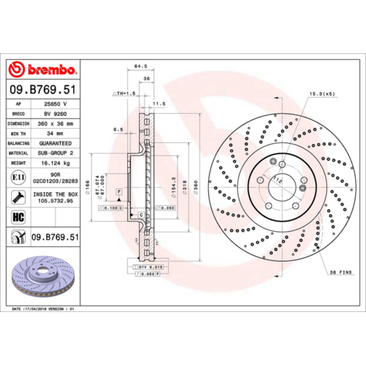 Brembo Disc Brake Rotor Front - 09.B769.51