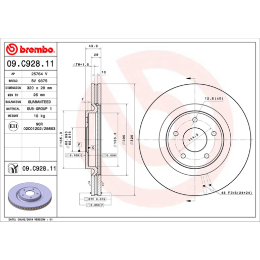 Brembo Disc Brake Rotor Front - 09.C928.11