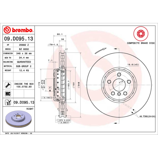 Brembo Disc Brake Rotor Front - 09.D095.13