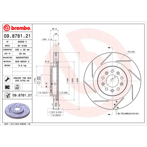 Brembo Disc Brake Rotor - 09.8781.21