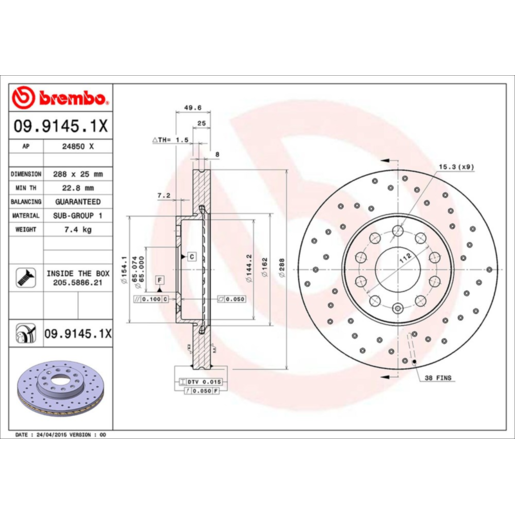Brembo Disc Brake Rotor - 09.9145.1X