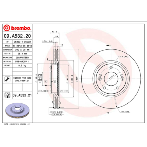 Brembo Disc Brake Rotor Front - 09.A532.21