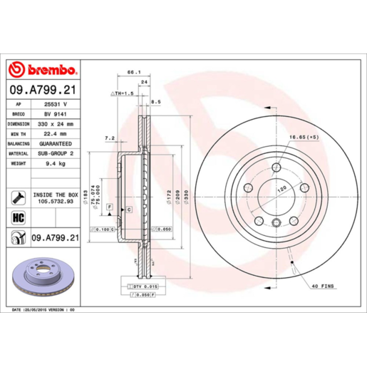 Brembo Disc Brake Rotor Front - 09.A799.21