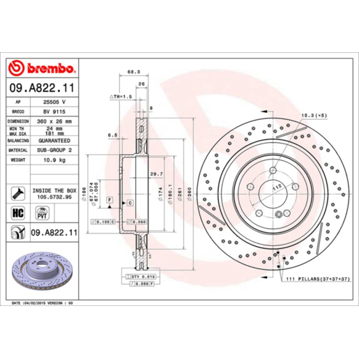 Brembo Disc Brake Rotor - 09.A822.11