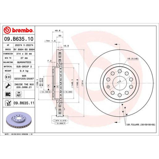 Brembo Disc Brake Rotor - 09.B635.11