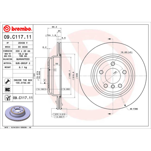 Brembo Disc Brake Rotor - 09.C117.11