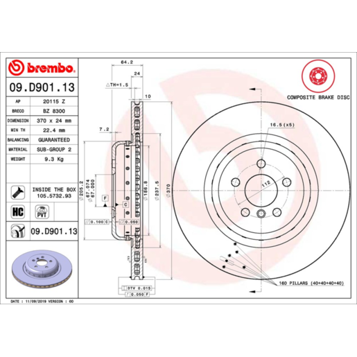 Brembo Disc Brake Rotor - 09.D901.13
