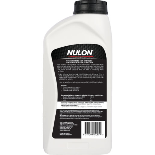 Nulon 4 Stroke 10W-30 Semi Synthetic Scooter and Motorcycle Oil 1L - SC10W30-1