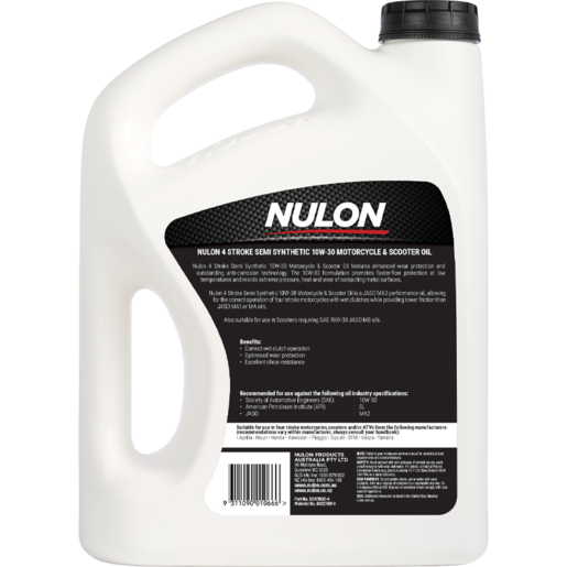 Nulon 4 Stroke 10W-30 Semi Synthetic Scooter and Motorcycle Oil - SC10W30-4