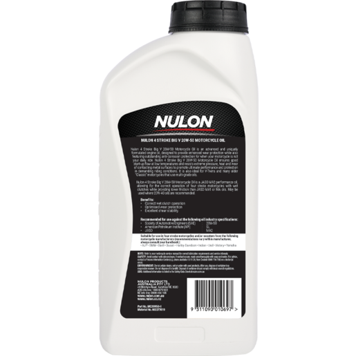 Nulon 4 Stroke 20W-50 Big V Motorcycle Oil 1L - MC20W50-1