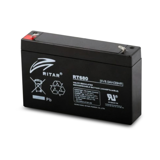 Ritar RT Series AGM 6V 8.0AH General Purpose Battery - RT680 