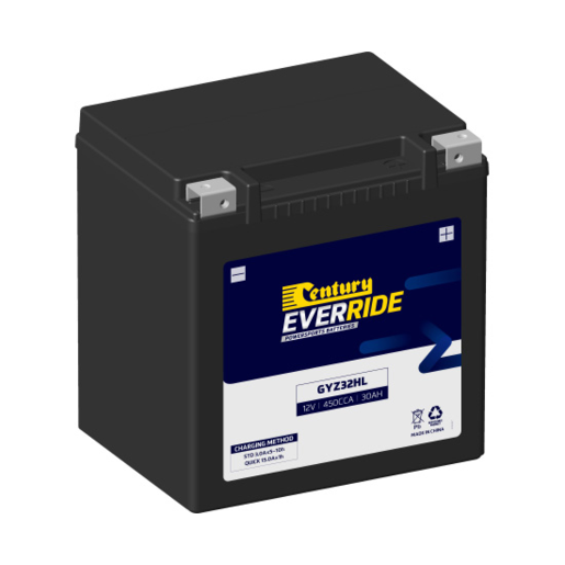 Century EverRide Heavy Duty AGM 12V 450CCA 30AH Motorcycle Battery - 151115 