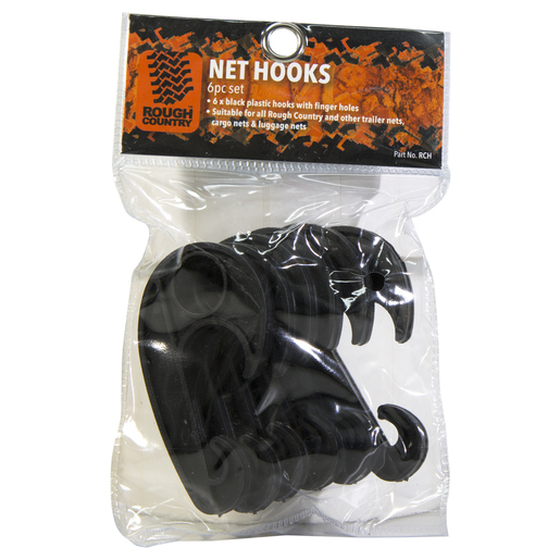 Rough Country Trailer Net Hooks 6pc Black - RCH