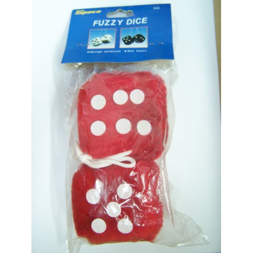 Speco Fluffy Dice 2 1/2in Red - A368RED
