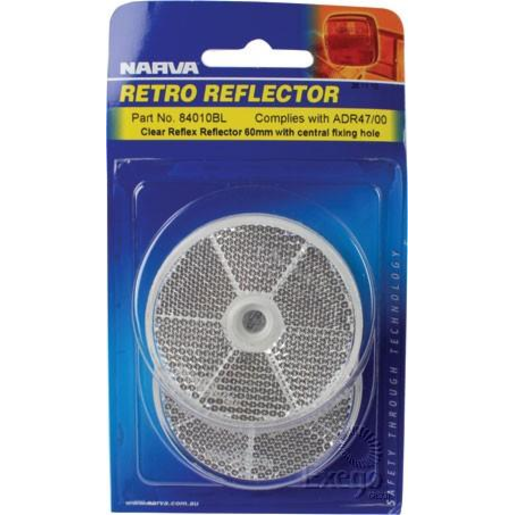Narva Reflect Clear 60mm Central Fixing (Blister Pack of 2) - 84010BL