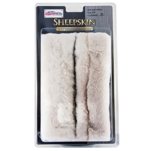 Streetwize Sheepskin Seat Belt Protectors Beige - SBPSHEEBEI