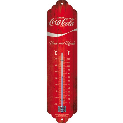 Nostalgia Coca-Cola Thermometer Red Wave 280mm X 66mm -NA80310