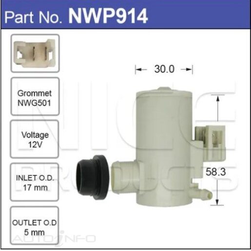 Nice Products Windscreen Washer Pump - NWP914