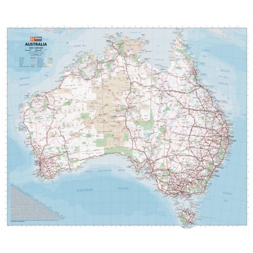 Hemamaps Australia Map Poster Laminated & Tubed 750X625mm - MAP0648