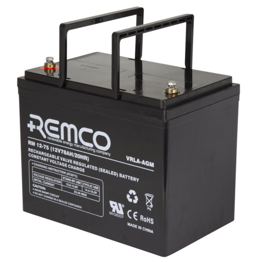Remco VRLA AGM 12V 78Ah Standby Battery - RM12-75