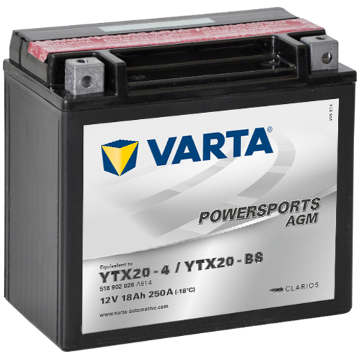 Varta Powersports AGM 12V 18Ah 250A Motorcycle Battery - YTX20-BS