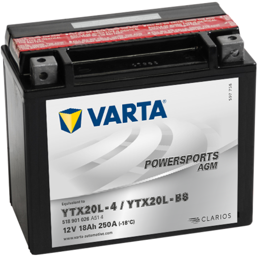 Varta Powersports AGM 12V 18Ah Motorcycle Battery - YTX20L-BS