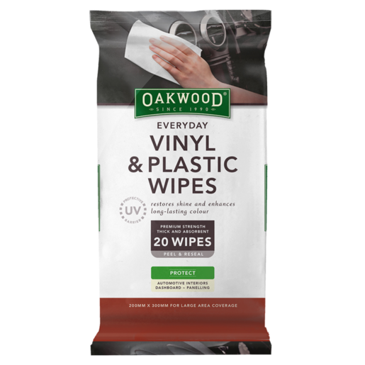Oakwood Everyday Vinyl & Plastic Wipes 20 Pack (200 x 300mm) - OP147