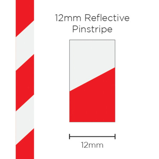 SAAS Pinstripe Reflective Red/White 12mm x 1mt - 11400