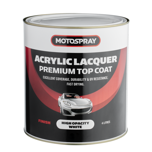 Motospray Acrylic Lacquer High Opacity Whte 4L - MSHOW4