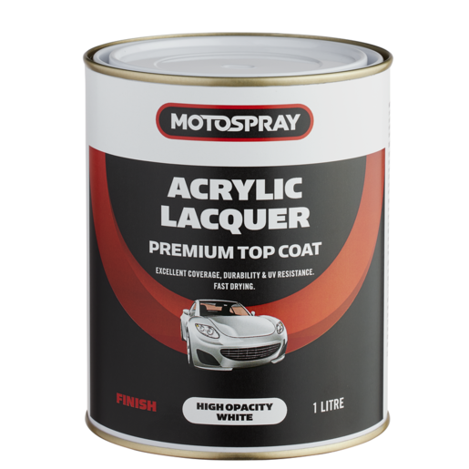 Motospray Acrylic Lacquer High Opacity White 1L - MSHOW1