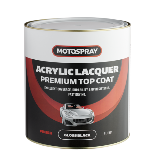 Motospray Acrylic Lacquer Gloss Black 4L - MSJB4