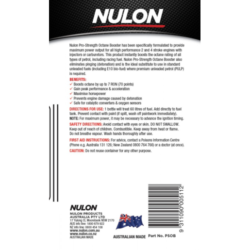 Nulon Pro-Strength Octane Booster 500ml - PSOB