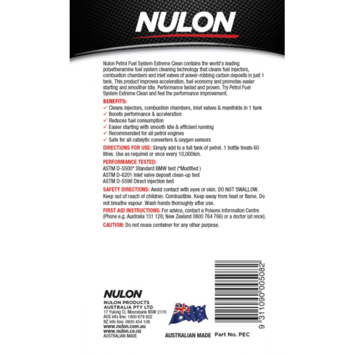 Nulon Pro-Strength Petrol Fuel System Extreme Clean 500ml - PEC