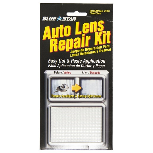 Blue Star Clear Textured Auto Lens Repair Kit Grid Pattern 197mm X 95mm