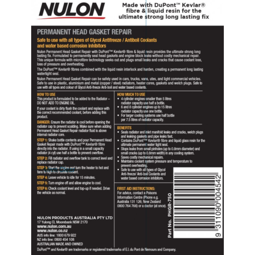 Nulon Permanent Head Gasket Repair 750ml - PHGR-750