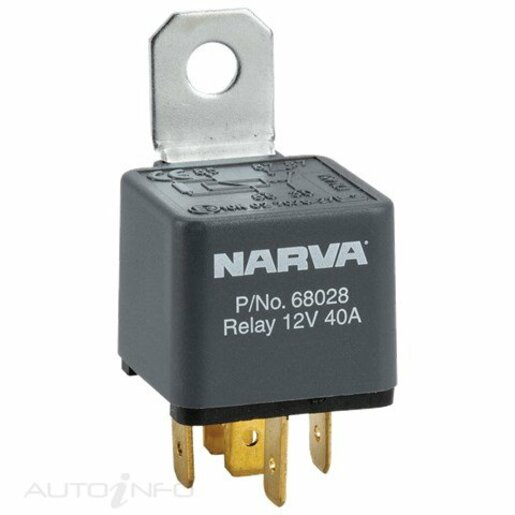 Narva 12V 40A Normally Open 5 Pin Relay With Resistor (Pack of 1) - 68028BL