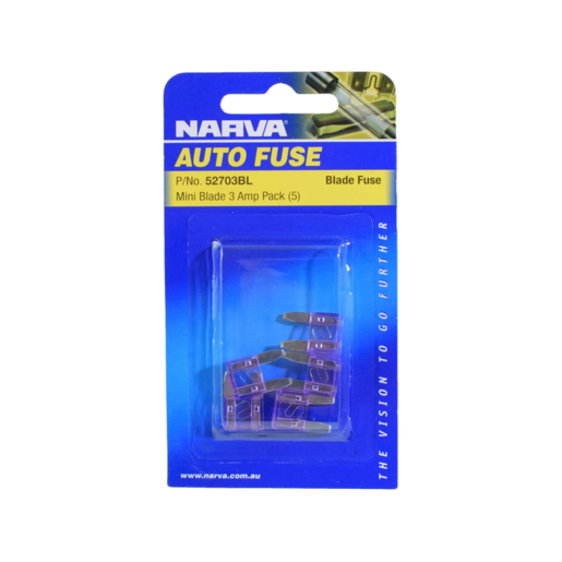 Narva 3 Amp Mini Blade Fuse (Blister Pack of 5) - 52703BL