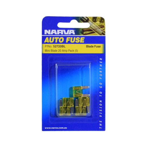 Narva 20 Amp Mini Blade Fuse (Blister Pack of 5) - 52720BL