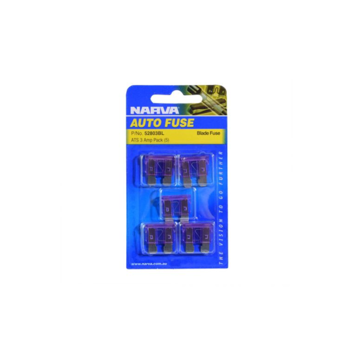 Narva 3 Amp Standard ATS Blade Fuse (Blister Pack of 5) - 52803BL