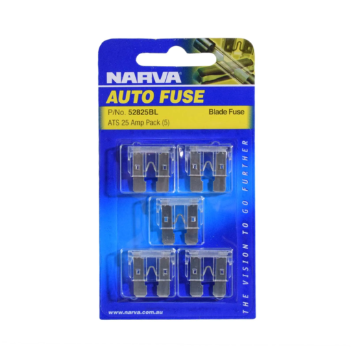 Narva 25 Amp White Standard ATS Blade Fuse (Blister Pack of 5) - 52825BL