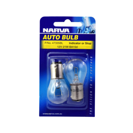 Narva 12V 21W BA15D Incandescent Globes (Blister Pack of 2) - 47335BL