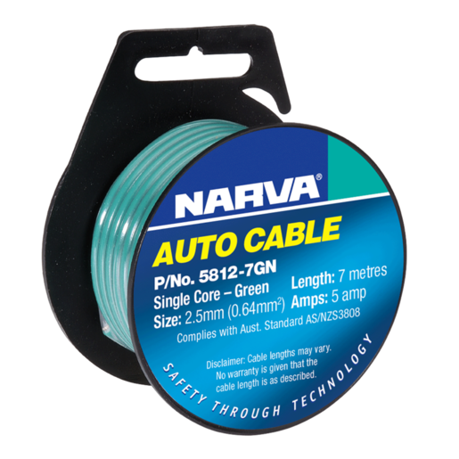 Narva Single Core Cable 5A 2.5mm Green - 5812-7GN