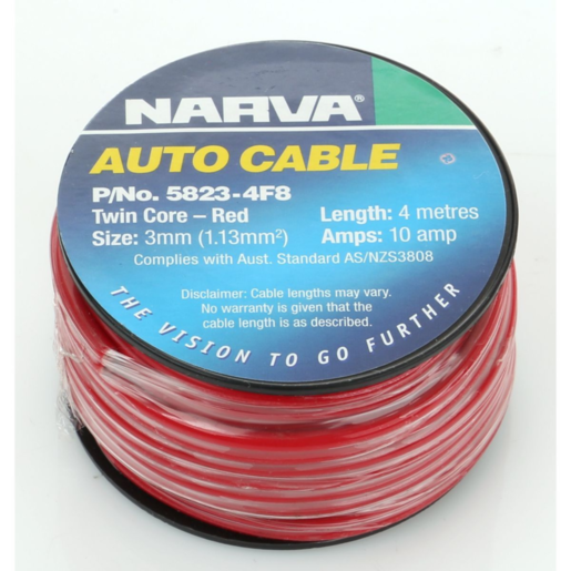 Narva Cab Twin Core Fig 8 Cable (4M) Red with Black Tracer - 5823-4F8