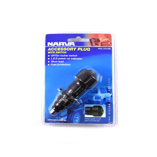 Narva Cigarette Lighter Plug On/Off LED Switch - 81010BL