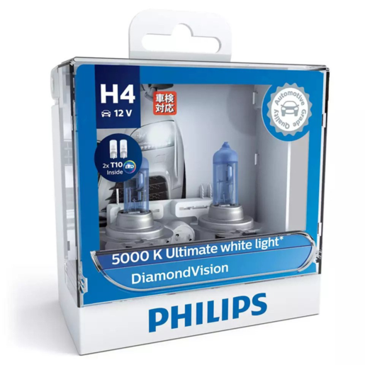 Philips DiamondVision Halogen Headlight Globe H4 12V 60/55W - 12342DVSL