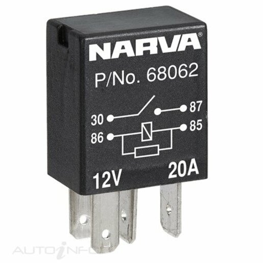 Narva 12V 4Pin 20A Normally Open Micro Relay (Sold Per Piece - 68062BL