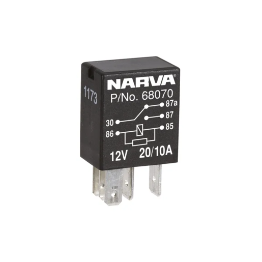 Narva Change-Over 5 Pin Relay With Resistor 12V 20A/10A - 68070BL